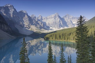 Glacial Moraine Lake in the Valley of the Ten Peaks, Banff National Park, Alberta, Canada, North