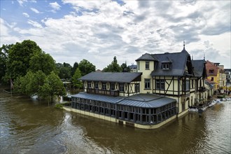 Flooding in Dresden at the Schillergarten