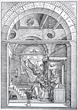 Picture cycle From the Life of the Virgin, the Annunciation, woodcut by Albrecht Dürer, historical,