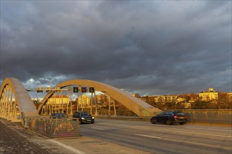 Sunset on the Waldschlösschen Bridge in Dresden