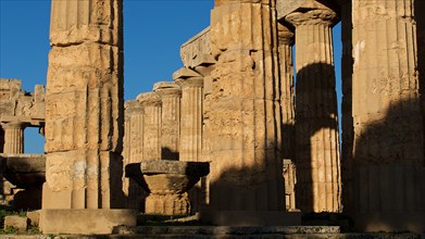 Morning light, Detail, Columns, Temple E, Hera Temple, Selinunte, Archaeological Site, Temple,