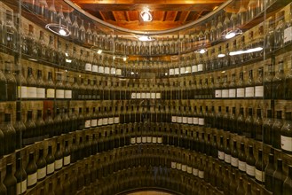 Exhibition rack with wines of Piemonte, Enoteca Regionale Piemontese Cavour, Grinzane Cavour,