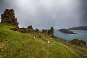 Duntulm Castle, the ruins of a medieval fortification on the Trotternish Peninsula on the Isle of