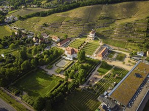 Wackerbarth Castle, originally Wackerbarths Ruh', is a Baroque castle surrounded by vineyards in