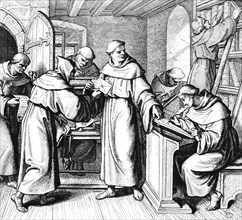 Martin Luther as Vicar General of the Augustinian fraternity, vicar, room, monks, writing, desk,