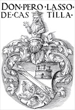 The coat of arms of Don Pedro Lasso, woodcut by Albrecht Dürer, historical, digitally improved