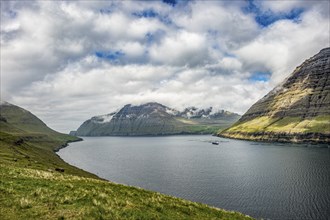 Huge fjord between Bordoy and Vidoy, Faroe islands, Denmark, Europe