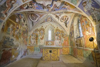 Gothic frescoes in the castle chapel of St Stephen, Morter, Latsch, South Tyrol, Italy, Europe