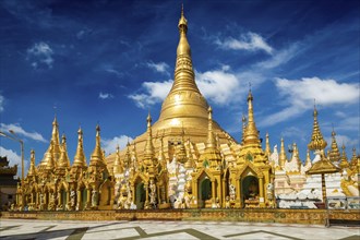 Myanmer famous sacred place and tourist attraction landmark, Shwedagon Paya pagoda. Yangon,