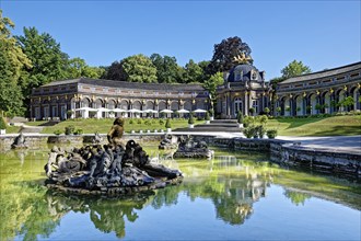 New Palace, orangery with central sun temple, circular buildings on both sides with arcade tract