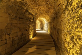 Underground passage to the Roman theatre in Cadiz, Andalusia, Spain, Europe