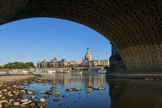 Dresden Silhouette View from NeustÃ¤tter Elbufer to Dresden Old Town