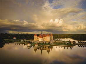 Moritzburg baroque palace with stormy sky