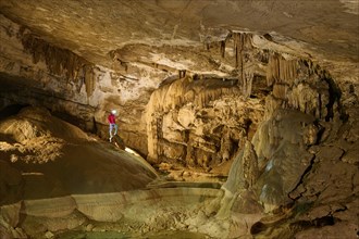 Karst cave, speleologist, Krizna jama, Cerknica, Carniola, Slovenia, Europe