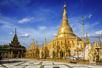 Myanmer famous sacred place and tourist attraction landmark, Shwedagon Paya pagoda. Yangon,