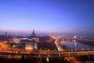 Dresden silhouette in the evening