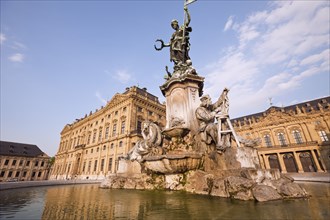 Wuerzburg Residence with Frankonia Fountain, Wuerzburg, Lower Franconia, Bavaria, Germany, Europe