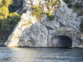 Hitlers Eye, sea tunnel, developed to protect submarines from air attacks, near Sibenik, Croatia,