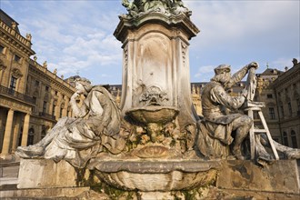 Frankonia Fountain of the Wuerzburg Residence, Wuerzburg, Lower Franconia, Bavaria, Germany, Europe