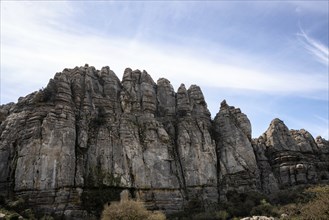 Limestone rock formations in El Torcal de Antequera nature reserve, in Spain