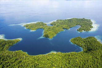 Aerial view of Janggelo Island, Raja Ampat, West Papua, Indonesia, Asia