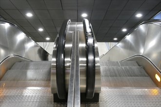 Escalator, underground station, Hamburg, Germany, Europe