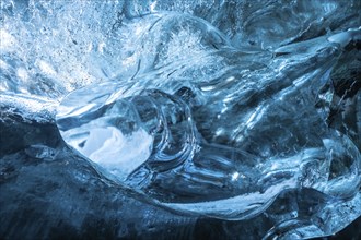 Detail of ice inside the glacier cave at Vatnajokull Glacier in winter in Iceland