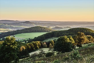 Evening mood, view from Weiherberg to the Milseburger Kuppenrhön, between Dietges and Sieblos,