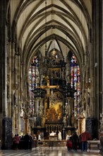 St. Stephen's Cathedral, Cathedral Church of St. Stephen in Vienna, interior view, landmark of