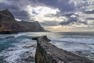 Rocks at coast in twilight. San Antao. Cabo Verde. Africa