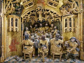 The Last Supper, predella, detail of carved winged altar, work of the Lukas Guild Antwerp, late