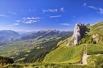 Kreuzberge, Chrüzberg, in the Alpstein with a view into the Rhine Valley, Canton St. Gallen,