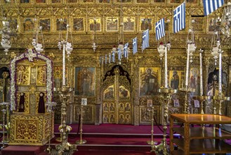 Iconostasis in the interior of the Timiou Stavrou or Holy Cross Church in Pano Lefkara, Cyprus,