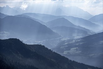 Silhouettes, Dramatic Mountain Landscape, View from Hochkönig, Salzburger Land, Austria, Europe