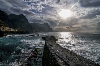 Rocks at coast in twilight. San Antao. Cabo Verde. Africa