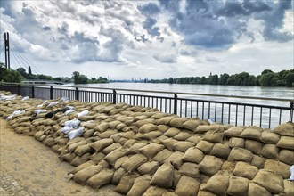 Sandbag wall in Dresden Pieschen