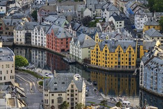 View of Art Nouveau houses, Alesund, Ã…lesund, More og Romsdal, Norway, Europe