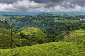 Aerial of the Unesco site coffee cultural landscape, Filandia, Colombia, South America