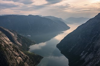 Eidfjord, branch of the Hardangerfjord, fjord and mountains, Norway, Europe