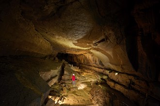 Karst cave, speleologist, Krizna jama, Cerknica, Carniola, Slovenia, Europe