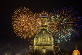 Fireworks at the Church of Our Lady for the Dresden City Festival