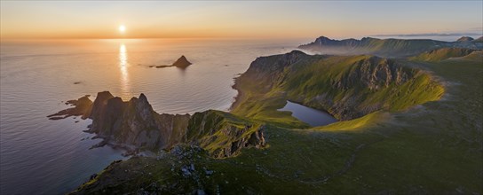 Rocky coast, fjords and mountains, Matinden mountain, Bleik, Andoya island, Vesteralen archipelago,