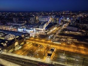 Central station at Wiener Platz. The new construction has been completed, the membrane roof of the