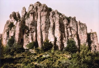 The basalt rock of Bort-l'Etang, Auvergne, France, c. 1890, Historical, digitally enhanced