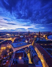 View from the lantern of the Dresden Church of Our Lady over the Altstadt into the Elbe Valley