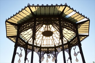 Backlight, octagonal pavilion, detail, Parco Maestranze, park, Villa Bellini, Catania, Old Town,