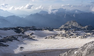 Remnants of snow, high alpine landscape, Übergossene Alm, Berchtesgaden Alps, Salzburger Land,