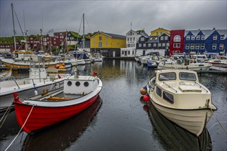 Boat harbour of Torshavn, capital of Faroe islands, Streymoy, Denmark, Europe