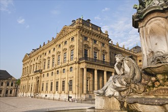 Wuerzburg Residence with Frankonia Fountain, Wuerzburg, Lower Franconia, Bavaria, Germany, Europe