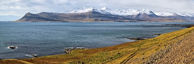 Faskrudsfjordur on the east side of Iceland on a cloudy day